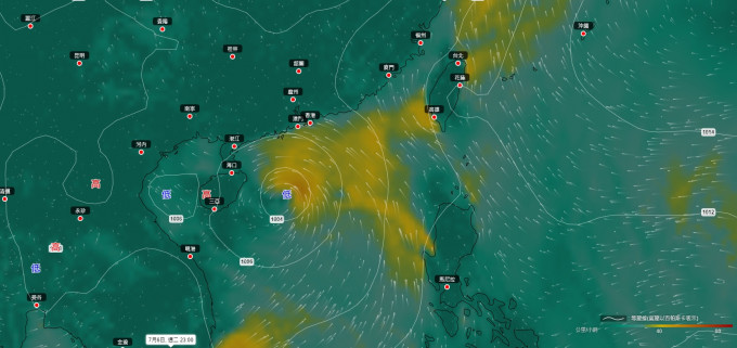 南海及菲律賓東面分別有2個低壓區發展。天文台地球天氣網站截圖