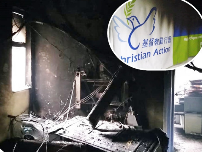 火场损毁严重。油尖旺区议员陈嘉朗fb图片