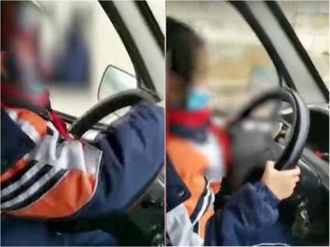 浙江家长让8岁女儿驾车捱轰。网图