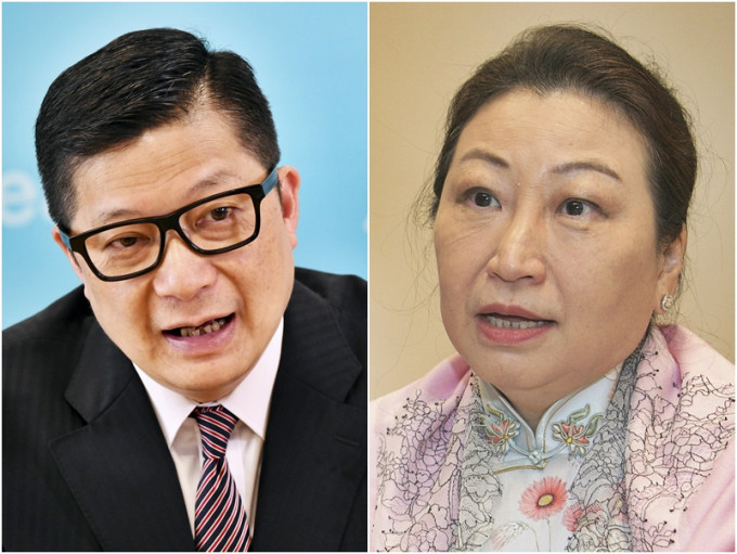 律政司司长郑若骅（右）的最新评分为三司中最低，最受欢迎局长则由保安局局长邓炳强（左）获得。资料图片