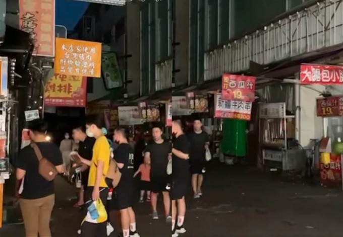 台中知名的逢甲夜市也遭殃，夜市街头因停电漆黑一片。「记者爆料网」截图