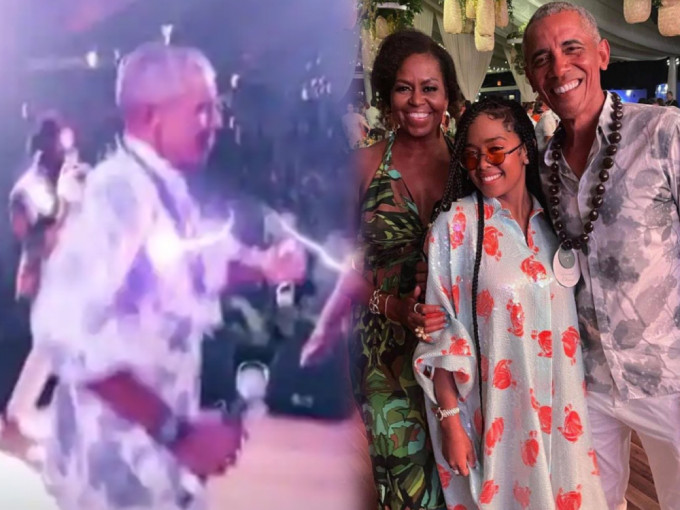 有媒體發現奧巴馬在生日派對上，與賓客接觸及跳舞時沒有戴上口罩。網上圖片