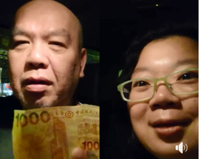 乘客1000元當100元付錢，的哥「唔偷食」親自歸還獲激讚。Angel Hsu圖片