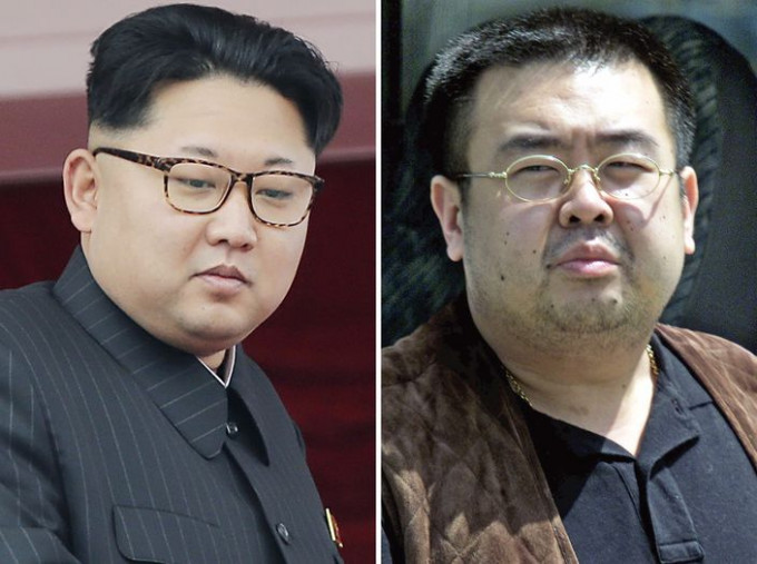 金正男（右）是北韩领袖金正恩同父异母兄长。