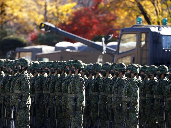 日本年度防衞费用总额的预算被推高至6.11万亿日圆。美联社图片