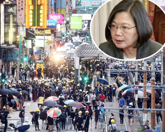 蔡英文希望「今日的台灣」能成為「明日的香港」。小圖為她接受NHK專訪截圖
