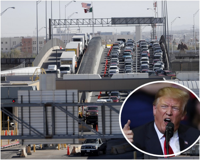 特朗普早前威脅關閉美墨邊境以遏止非法移民湧入。AP