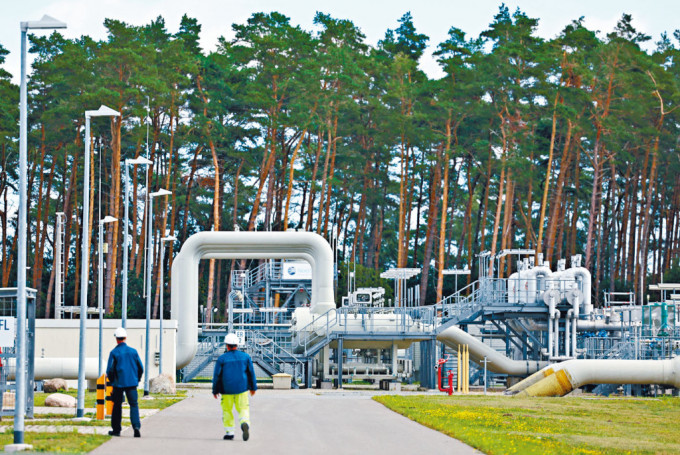「北溪一号」天然气管道在德国卢布明工业区的转送站。