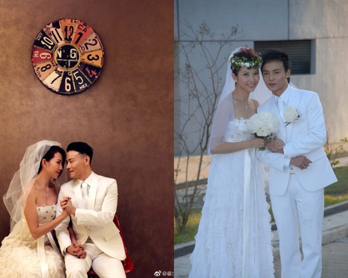 Ada同老公都穿回10年前（右）的婚纱礼服拍照。