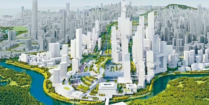 ■深圳政府有意重新规划商业区及罗湖口岸范围，图为设计模型。