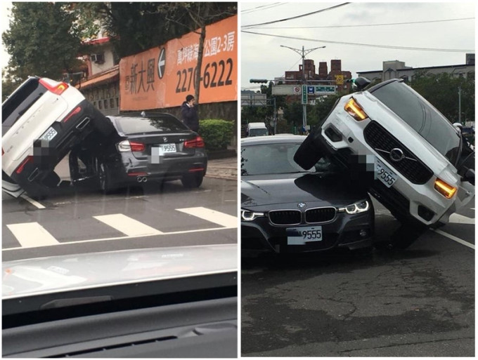 兩車相撞。網圖