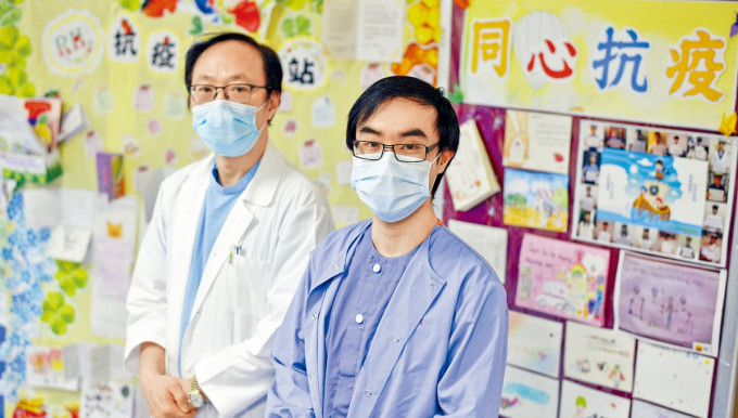 传染病控制统筹医生廖维滔（左），曾参与沙士及猪流感抗疫工作。右为护士杨乐。