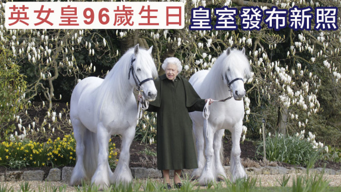 英国女皇96岁生日，皇室发布牵心爱白马合照。AP