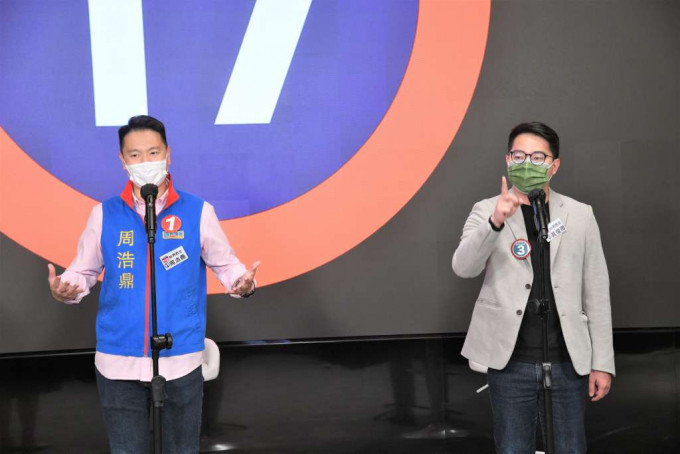 新界西北候选人周浩鼎(左)和黄俊琅(右)。