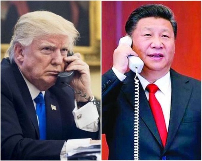 國家主席習近平(右)應約同美國總統特朗普(左)通電話。 資料圖片