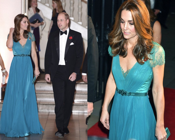 凯特翻穿6年前晚装与威廉王子出席活动。
