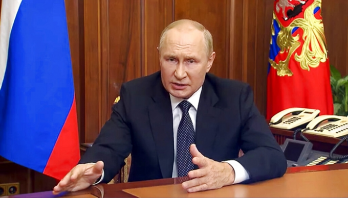 俄羅斯總統普京被指拋出「核懾」言論。AP圖片