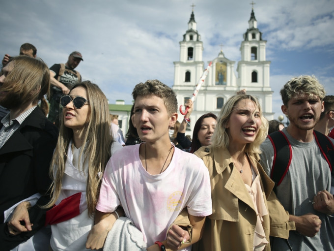 數以千計的白俄羅斯學生周二在新學年開學日發動罷課。AP相片