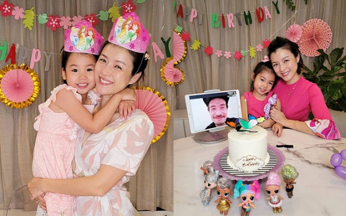 陳茵媺為5歲囡囡Camilla舉行生日會，爸爸陳豪透過視像送祝福。
