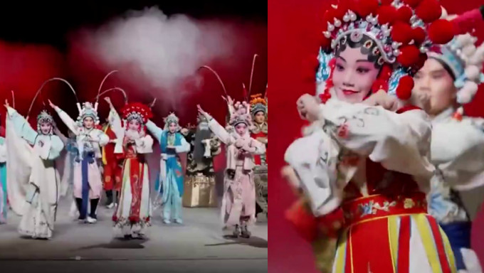 湖南昆剧团穿戏服齐齐跳科目三，生旦净丑齐上阵。