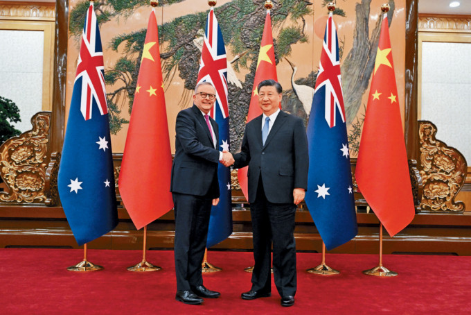 习近平在北京会见澳洲总理阿尔巴尼斯。