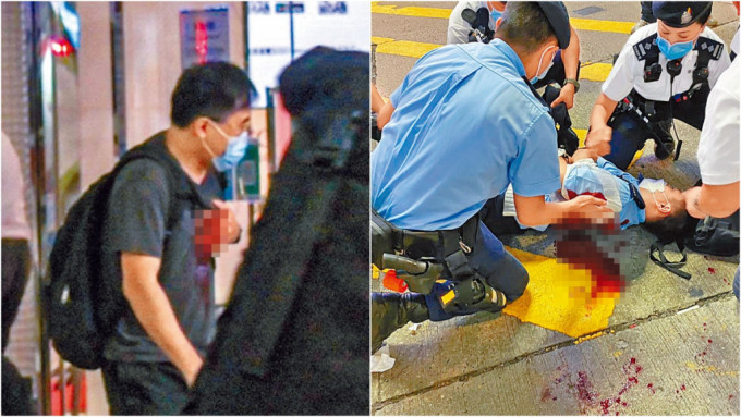 男子梁健辉(左)涉于崇光百货外用刀刺伤警员(右)。 资料图片