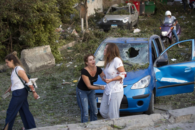 黎巴嫩爆炸滿目瘡痍。AP圖片