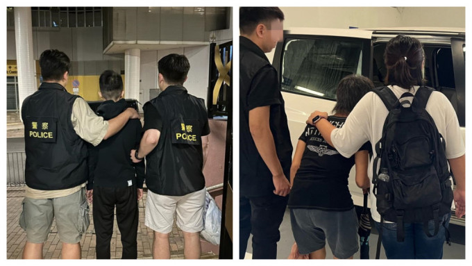 警方於香港仔及黃大仙拘捕一男（左）一女。警方圖片