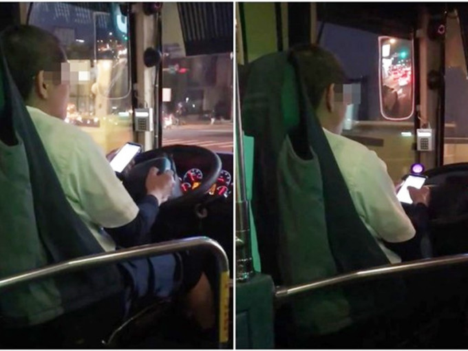 女乘客制止巴士司机玩电话。网上图片
