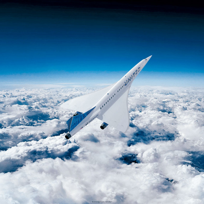 ■Boom Supersonic展示超音速客機設計圖。