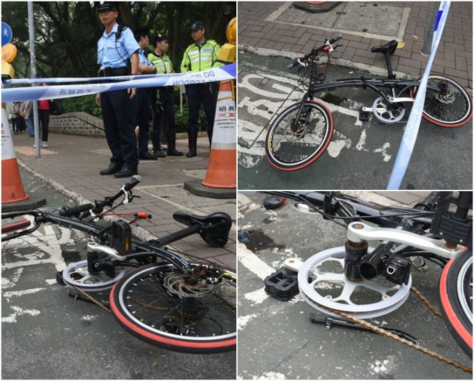 現場遺下一架單車，警方在場調查。