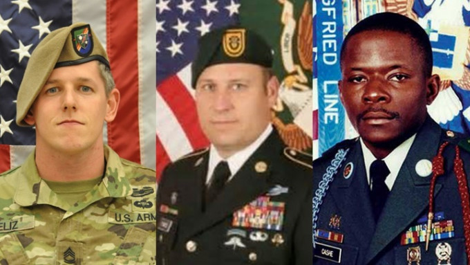 拜登将会向美军士兵塞利斯(左，已阵亡)、普拉姆利(中)及卡什(右，已阵亡)颁授荣誉勋章。美军图片
