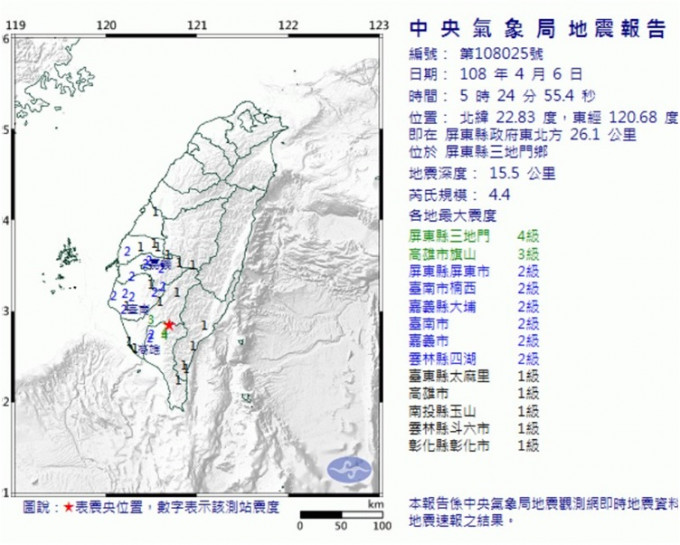 图:台湾中央气象局