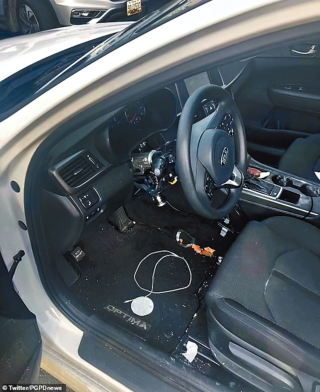 一輛因偷車挑戰失竊的起亞汽車，上月在馬里蘭州查獲。