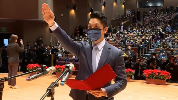 蔣萬安宣誓就任台北市長。中時影片截圖