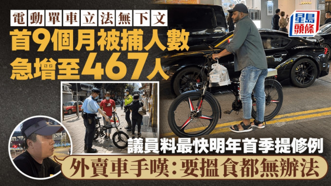 今年涉電動單車被捕人數急增7成 外賣車手嘆搵食難 料將制定認證安排 最快明年首季提修例