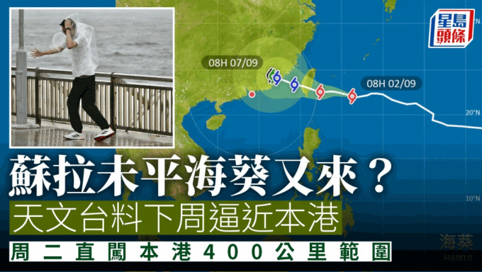 天文台料下周將逼近本港，或直襲400公里內範圍。