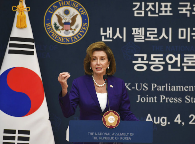 美國眾議院議長佩洛西訪韓。AP圖片