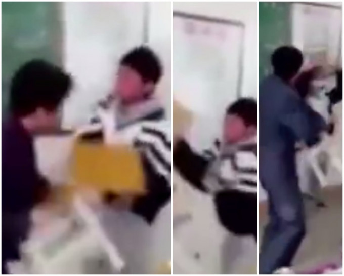 一名教师在学生捣乱期间，劝告无效后遭学生围殴。