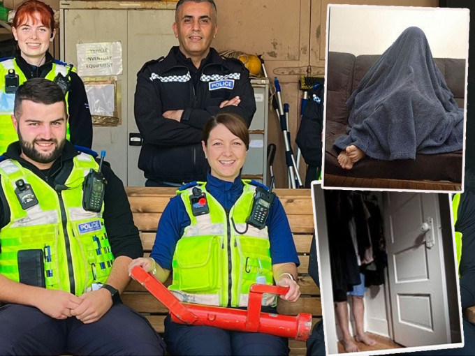 英國警方分享通緝犯躲衣櫃、窩毯子的趣聞。網圖