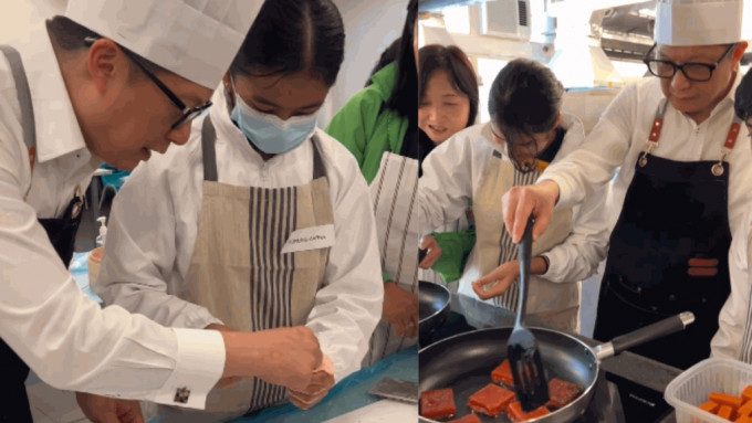 保安局局長鄧炳強在新年期間與「亮志計劃」的非華語同學一齊製作清真版的賀年食品。鄧炳強Facebook