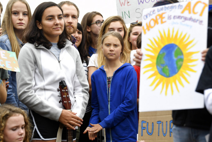 瑞典环保少女白宫外示威,吁特朗普正视全球暖化。AP