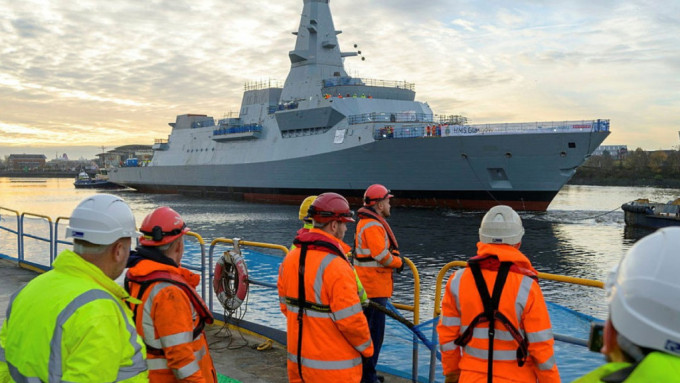 英国最新导弹护卫舰「格拉斯哥」号去年才下水。(图：英国国防部)
