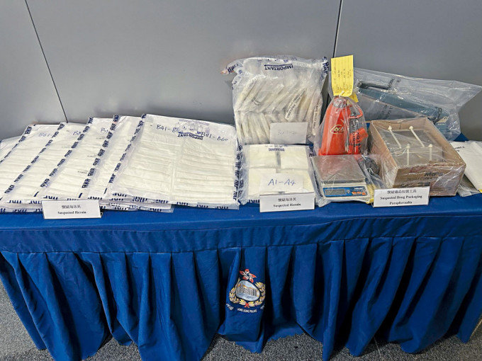 警方在上水一工廈破獲毒品儲存倉，檢值1320萬懷疑海洛英。