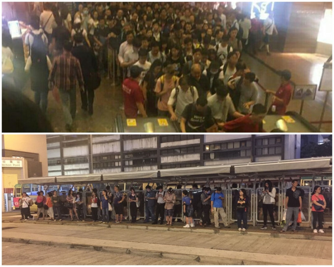 蓝田等多个港铁站挤满人潮。香港突发事故报料区fb图片