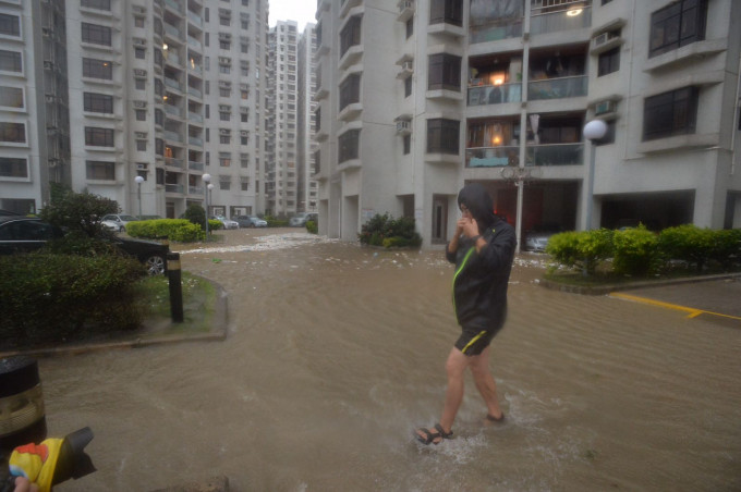 本港多區在颱風下水浸。