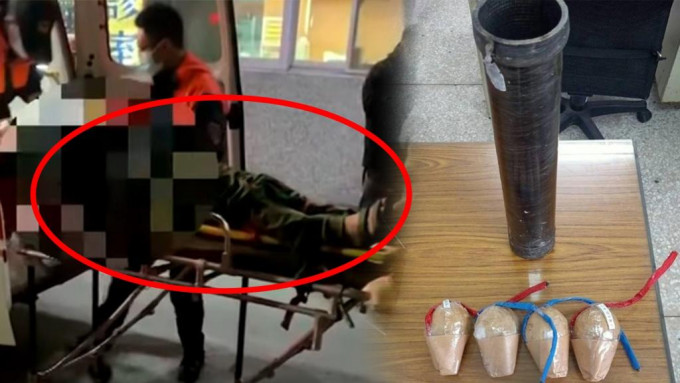 李男（红圈）被送院急救，但伤重不治，警方已扣起现场其馀的烟花调查。互联网图片