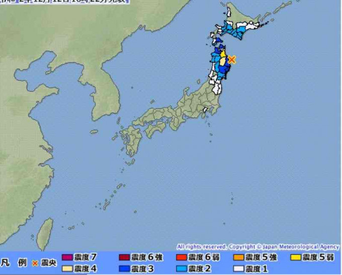 地震未有引發海嘯。日本氣象廳