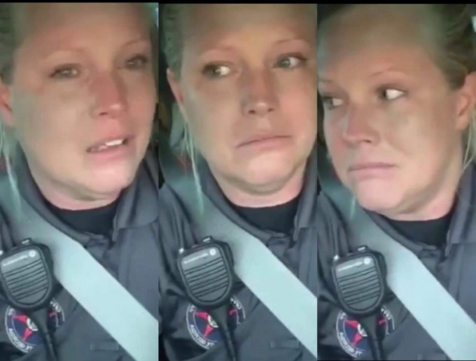 美国女警自述等候外卖不安经历，哭了起来。(网图)