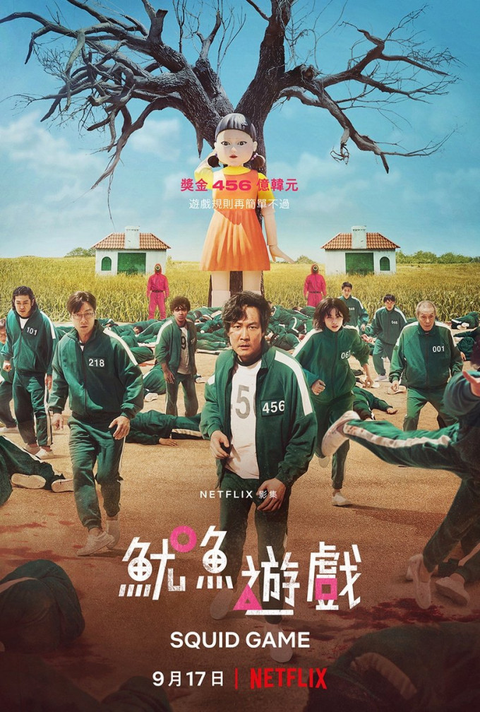 南韓原創劇集《魷魚遊戲》成為Netflix最成功的非英語系劇集，更史無前例站上全球排行榜榜首。網上圖片